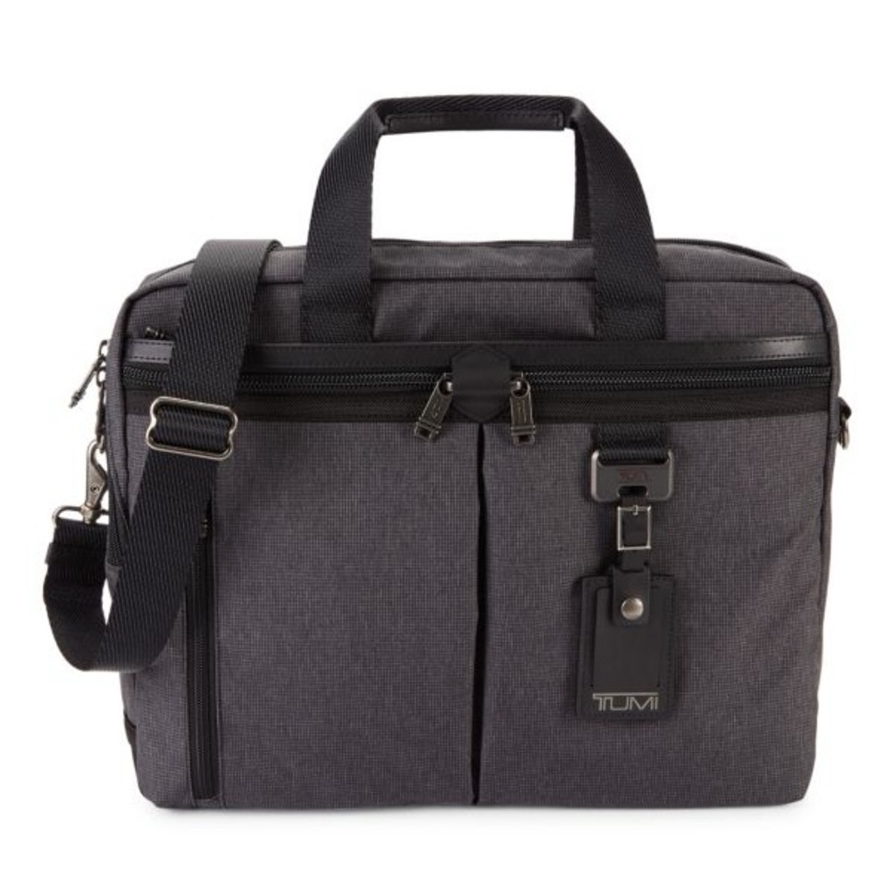 TUMI Medium Densmore Top-Zip Briefcase Gray Black